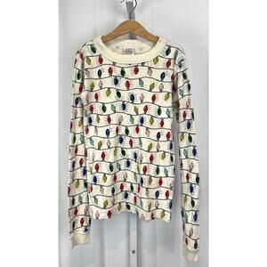 HANNA ANDERSSON 150 12 Christmas Light Pajama Top Long Sleeve Cotton Cream Multi